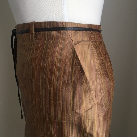 NWOT Belted Silk Skirt w Front Pleat + Pockets 14 - Picture 7 of 8